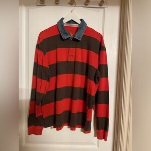 Orvis Men's Striped Shirt with Denim Collar XL